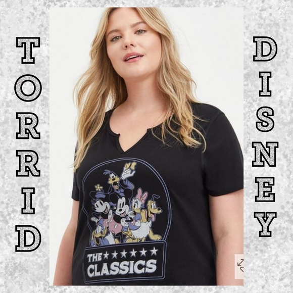 TORRID DISNEY Mickey Mouse & Friends Black Classic Fit Tee! NWT! - Picture 1 of 9
